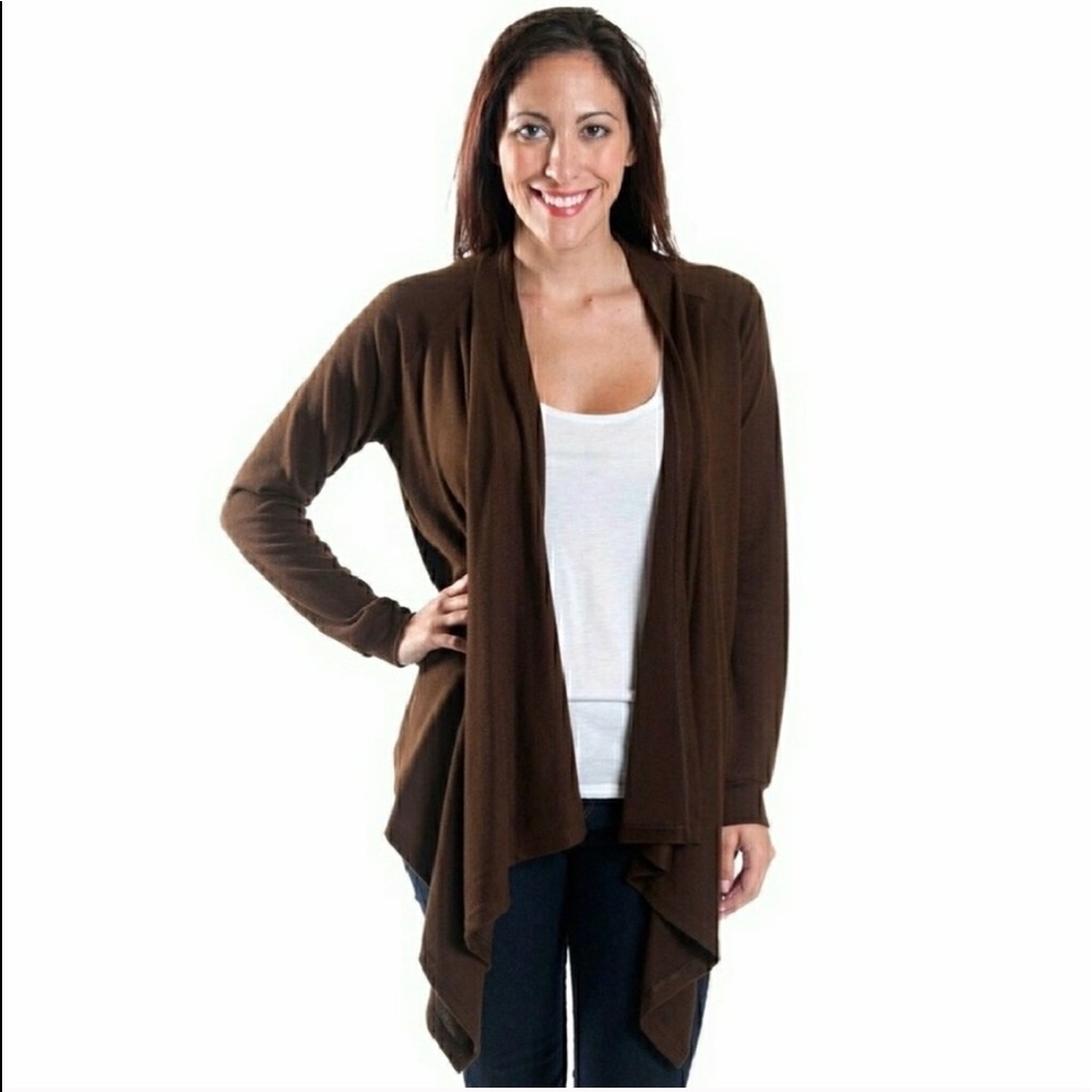 Soft brown waterfall cardigan